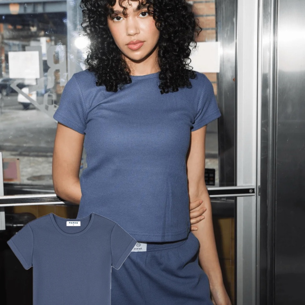 Parke Waffle Tee Sapphire